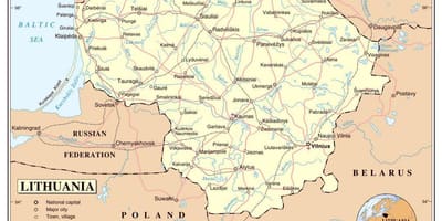 Карта Литвы аэропортов