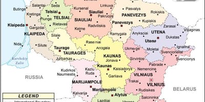 Карта Литвы политическая
