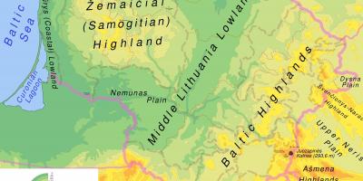 Карты Литвы физическая